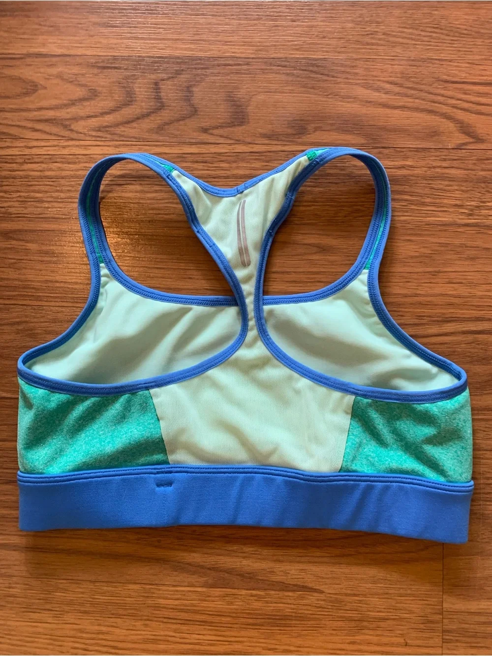 Brooks Women's Teal and Blue Racerback Swim Top Sports Bra | S